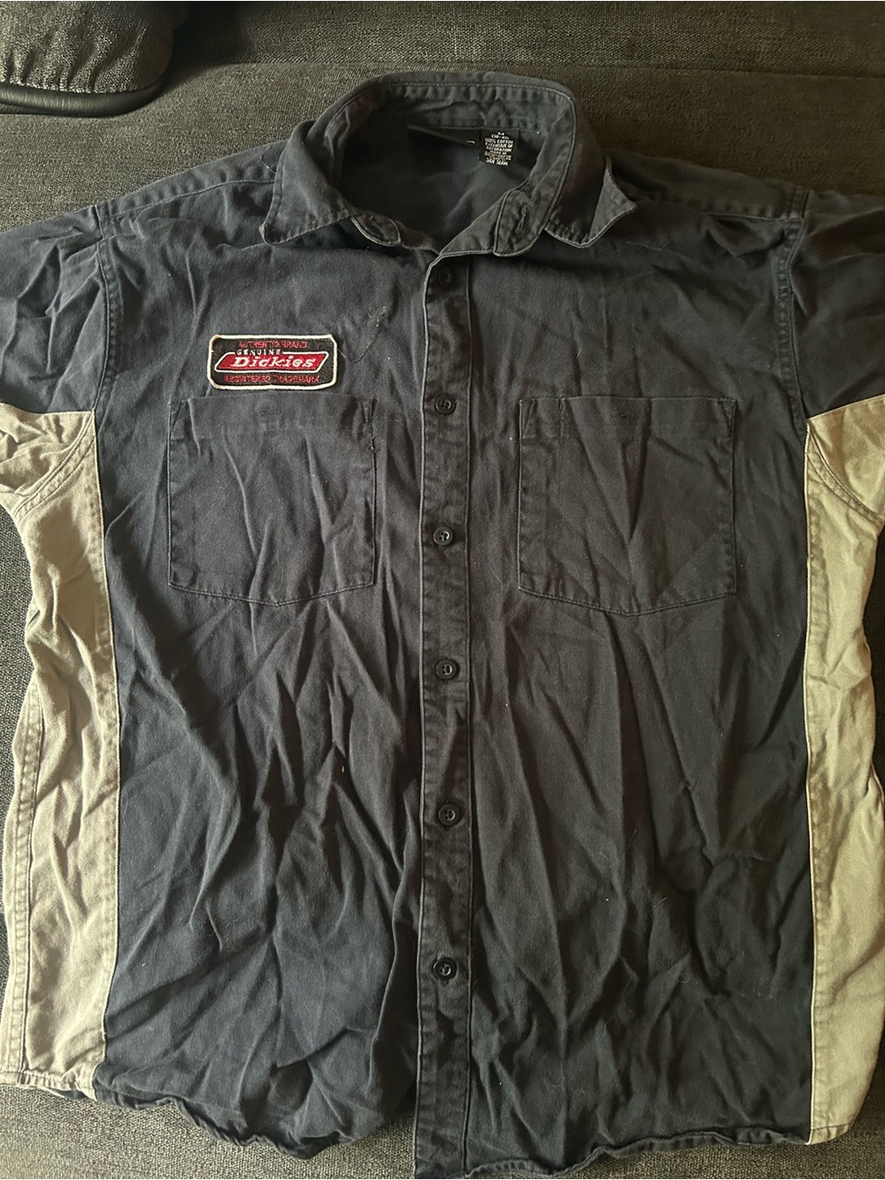 Dickies VTG Y2K Mechanic Button Up Work Shirt Short Sleeve Size Medium